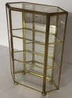 Vtg Glass With Brass Tabletop Curio Cabinet 3 Display Shelf 9    T Mirrored Back