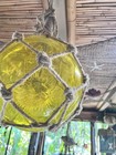 New Yellow Glass Float W real Pufferfish Yellow Led Bulb Tiki Bar Decor