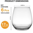 Stemless Wine Glasses Set Of 6  17 Ounces Red   White Wine Glasses Tumbler Fo   