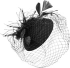 Women s 20s 50s Mesh Veil Feather Pillbox Fascinator Hat For Wedding Tea Party D