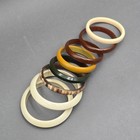 Vintage Earthy Bangle Bracelet 8 -9  Rootbeer Butterscotch Lucite Plastic Set 8