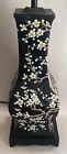 Vintage Or Antique Chinese Porcelain Lamp Famille Noir Cherry Blossom Vase