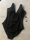 Ta3 Plungey One Piece Swimsuit Black X Large Regular long Nwt Slimming Deep V