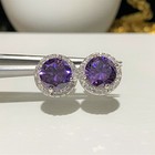 Amethyst Cz Sterling Silver 925 Halo Stud Earrings For Women s Men s Gifts Us Uk