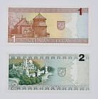 Lithuania     1   2 Litai     Early Litas Notes     Crisp  Clean Pair