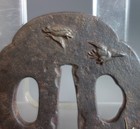 Tsuba Guard Sparrow Inlay Japan Samurai Sword Fitting Katana Edo
