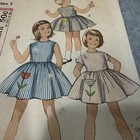 Vtg Simplicity 4878 Child Girls Dress Pattern 2t 60s Flower Transfer Cut Short