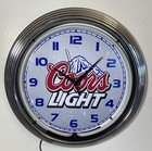 Coors Light Beer Logo Large Blue Neon Wall Hanging Clock