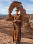 Women Native American Western Suede Leather Long Wedding Dress Powwow Regalia