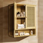 Bamboo Bathroom Wall Cabinet Space Saver Kitchen Storage Hanging Cupboard 2 Door
