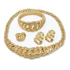 4 Piece Set   Necklace  Bracelet  Ring  Earrings - Gold Plated 14k