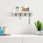 Rustic Key Holder For Wall Farmhouse Wall Shelf With 4 Hooks Wall Mounted 