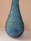 Vtg Mcm Blue Empoli Bubble Hobnail Glass Genie Decanter Bottle With Stopper 22 