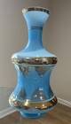 Vtg Mcm Cased Glass Vase 13    Blue White Gold Design