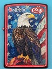 Patriotic Bald Eagle Case Knives Candy Apple Red Zippo Lighter New