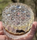 Beyer Bleikristall Lead Crystal Trinket Box Round Hinged Jewelry West Germany