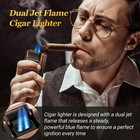 Premium Awote Double Jet Cigar Torch Set With V-cutter And Draw Tool Kit