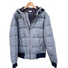Burkman Bros Quilted Bomber Jacket Men s Lined Hooded Grey Heather Large Revolve