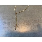 Vintage Catholic Rosary Necklace White Square Beads Crucifix Religious Jewelry
