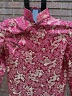 Chinese Vietnamese Traditional Dress Child Size 8 Ao Dai Brocade Red Gold Vtg