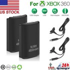 2 Pack 4800mah Rechargeable Battery Usb Charger Cable For Xbox 360 Controller Us