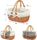 Large Vintage Wicker Picnic Basket For 2-4 With Lid Handle Willow Hamper Box