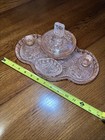 Vintage Art Deco Pink Depression Glass Dressing Table Vanity Set  6 Piece
