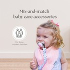 Pacifier Clip Set  Pink grey white