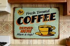 Vintage Fresh Brewed Coffee Metal Tin Sign Retro Wall Decor For Kitchen Cafe Bar