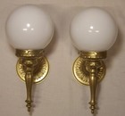Vtg Wall Sconce Pair Mcm Light Retro Fixture Cast Art Gold Restored Usa  a49