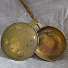 Vintage antique Copper Brass Bed Warming Pan Bed Warmer W  Wooden Handle