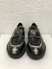 Prada Chunky Black Monolith Triangle Brushed Leather Loafers Eu 40 Us 10 K300