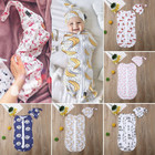 Baby Sleeping Bags Newborn Cotton Zipper Swaddle Blanket Wrap Hat 2pcs Size 0-6m