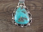Navajo Indian Sterling Silver   Turquoise Pendant - Cleveland