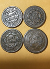 Lot Of 4 Old U s Large Cents Free Shipping