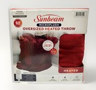 New Sunbeam Merlot Heated Microplush Twin Bed Oversized Throw Blanket 60  X 80 