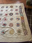 Antique Vintage Hand Made Quilt Star Wedding Band Daisy Flower Folk Art 85x88