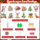 12 Pcs Christmas Diamond Art Keychain Kits Diy Painting Craft Set