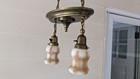 Antique Vintage Hanging 2-light Fixture Ceiling Mount Art Glass Shades 1920s