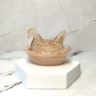 Chocolate Swirl Hen On Nest Mini Chicken Salt Dish  Depression Style Glass