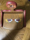 Vintage American Folk Art Wooden Match Holder Box 8 1 4 Inches Tall  Painted