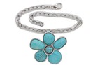 Women Silver Metal Chain Boot Bracelet Turquoise Blue Flower Bling Shoe Charm