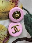 Chanel Buttons Heavy Vintage Pink Gold Logo Set Of 5