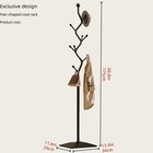Stylish Black Metal Coat Rack Tree With 8 Hooks - Anti-tip Design