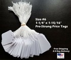 Size  6 Small Blank White Merchandise Price Tags W  String Retail Jewelry Strung