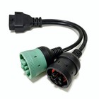 Obd Type 2 Green 9 Pin J1939 6 Pin J1708 To Obd2 Split Y Cable For Diesel Truck