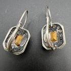 Vtg Green Stone   Marcasite Sterling Silver 925 Dangle drop Earrings  Ga Italy