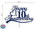 10th Anniversary Cake Topper Blue Glitter  10 Wedding Anniversary Party Decor   