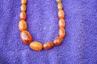 Vtg Bakelite Graduated Olive Beads Butterscotch Amber Egg Yolk 30  Necklace