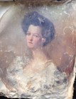 19th Century Portrait Pretty Woman - Rare Large French Oil Painting - To Restore